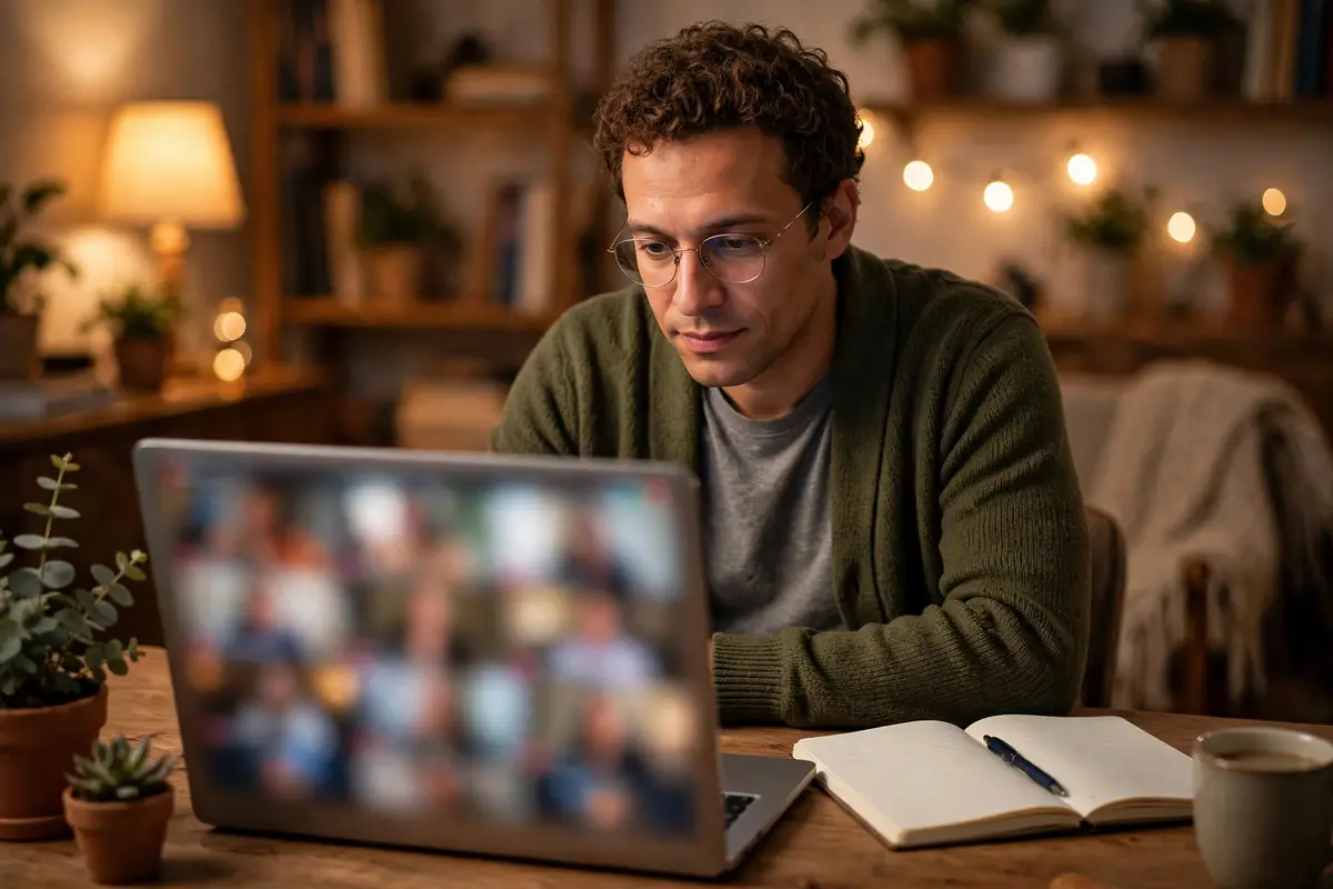 An educator watching recorded conference sessions online after a 2024 education event.